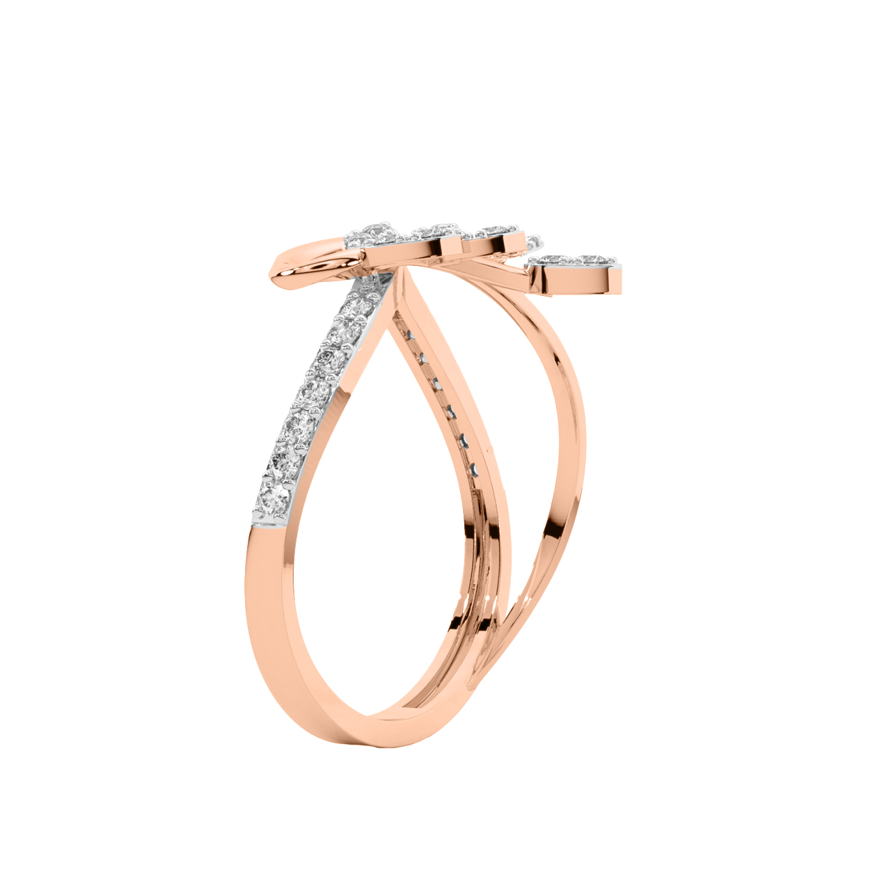 Designer Leaf Diamond Engagement Ring