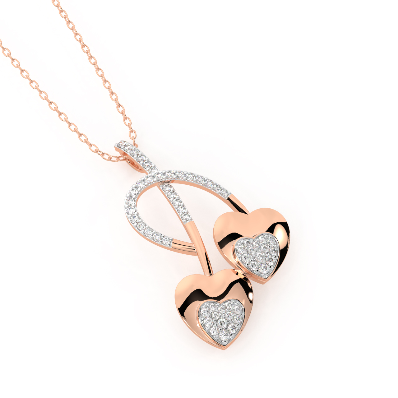 Twin Heart Diamond Pendant in Heart Shape