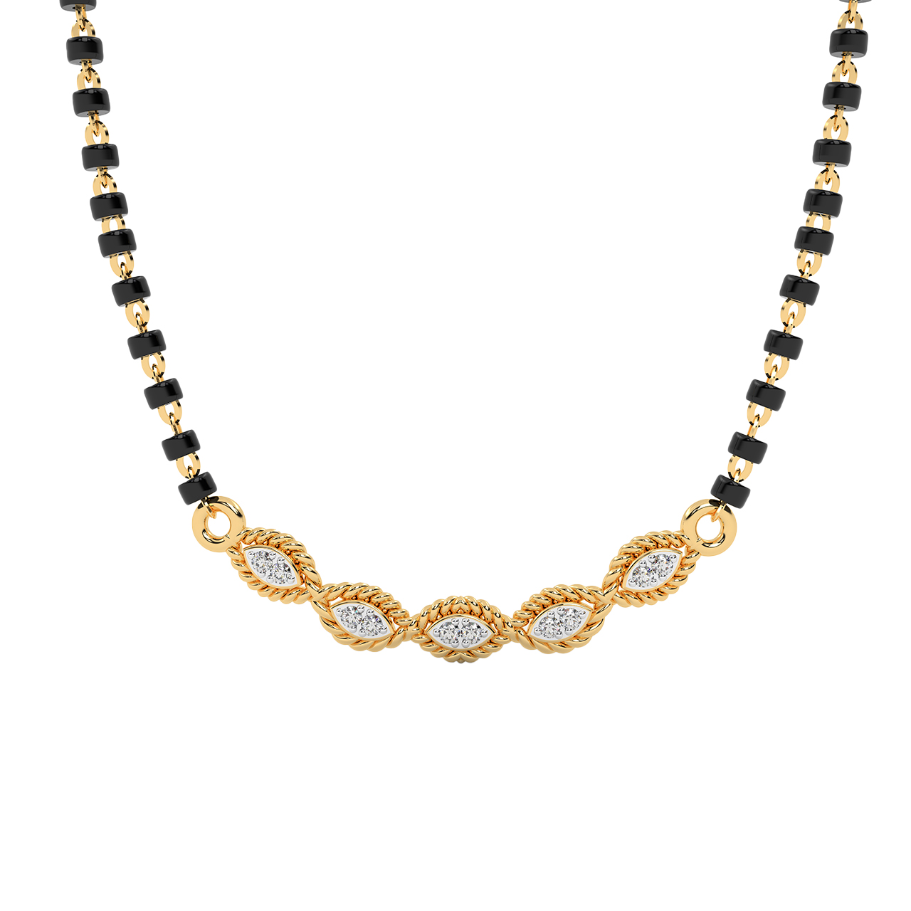 Five Oval Design Diamond Mangalsutra