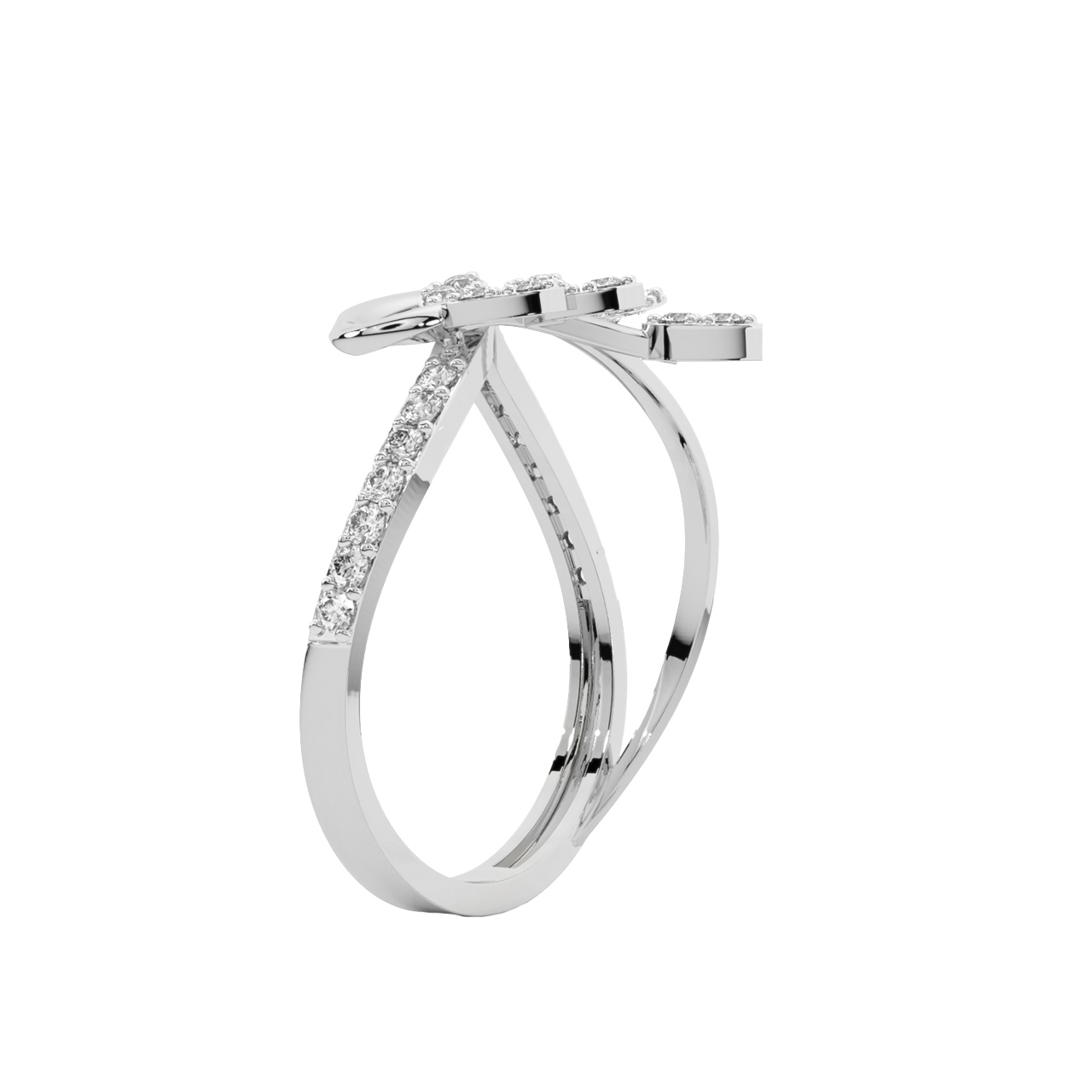 Designer Leaf Diamond Engagement Ring