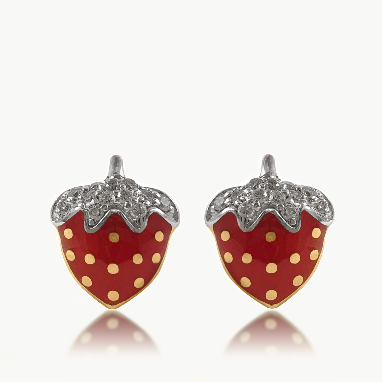 Strawberry Diamond Studs Earrings