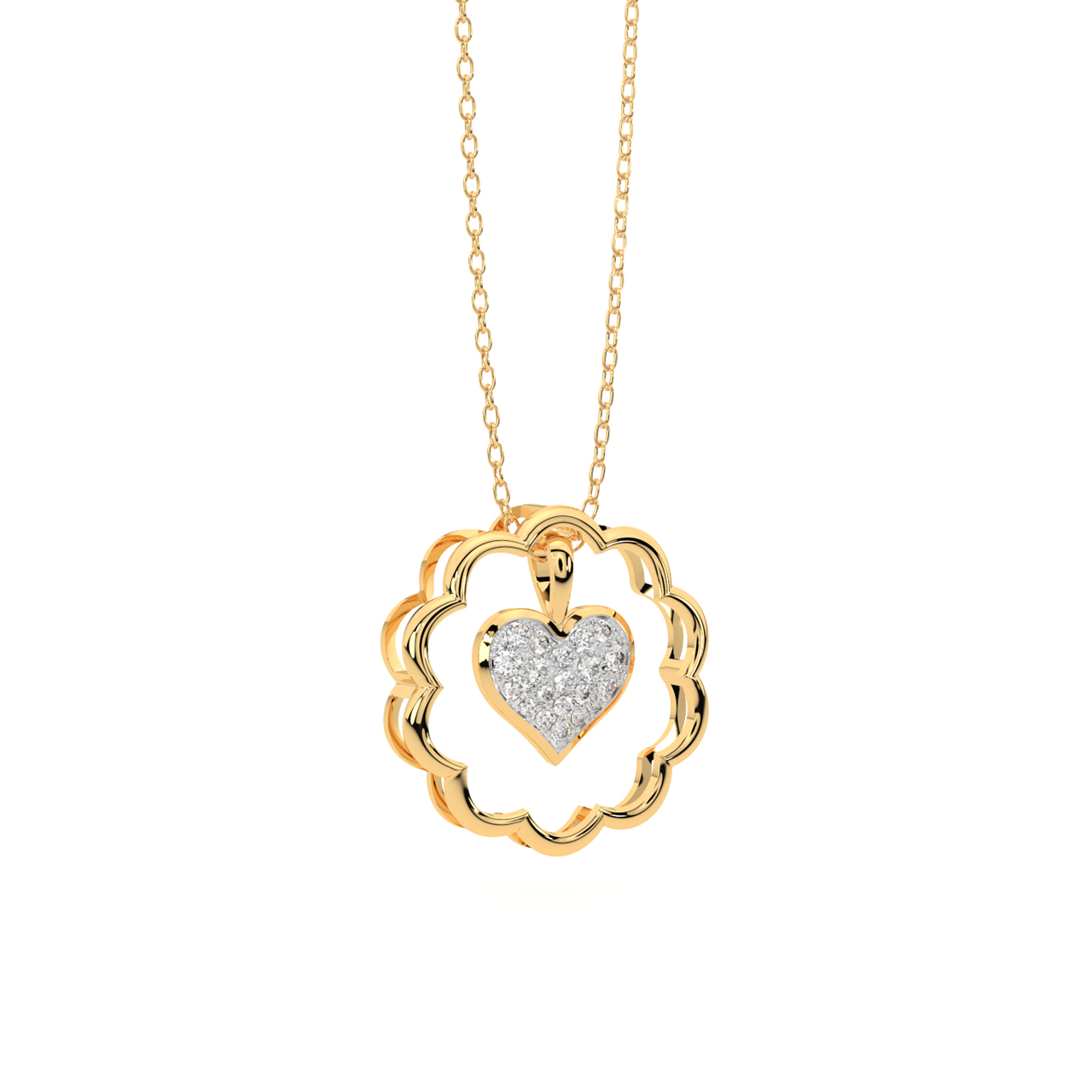 Gold pendant In Heart Shape