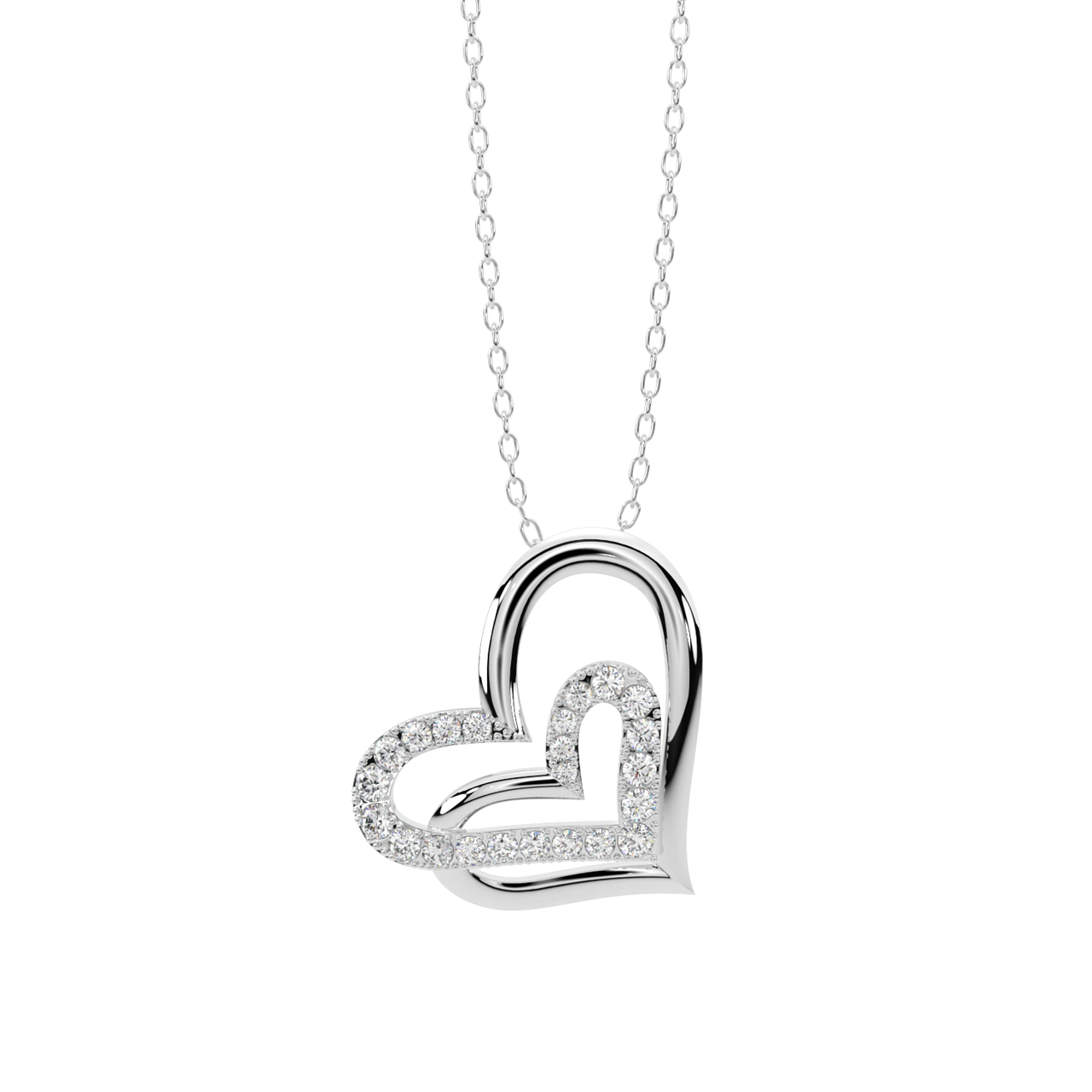 0.05 CT. T.W. Diamond Double Heart Pendant in Sterling Silver and 10K Rose  Gold | Peoples Jewellers