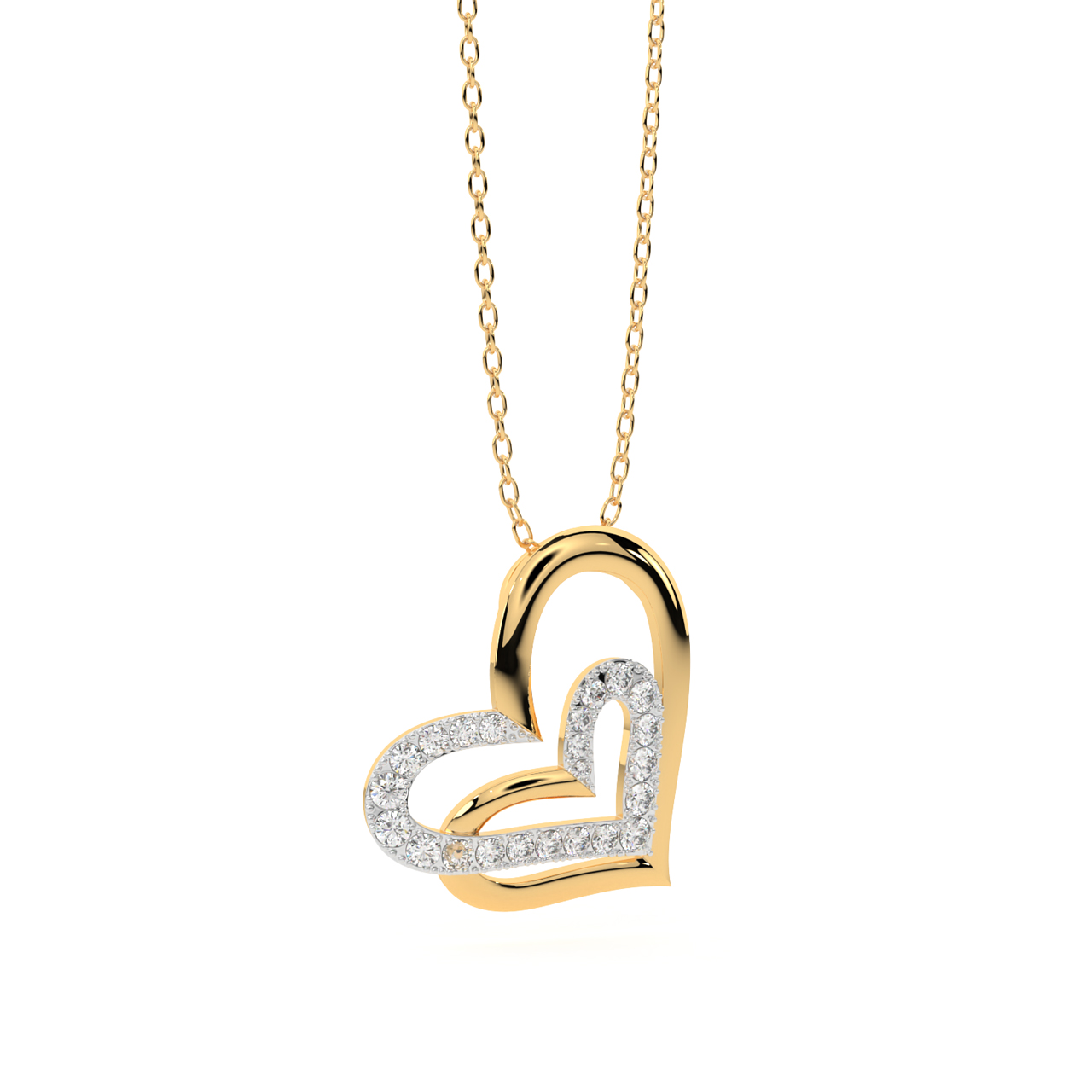 Chopard - CHOPARD 18K YELLOW GOLD 5 FLOATING DIAMOND HEART NECKLACE