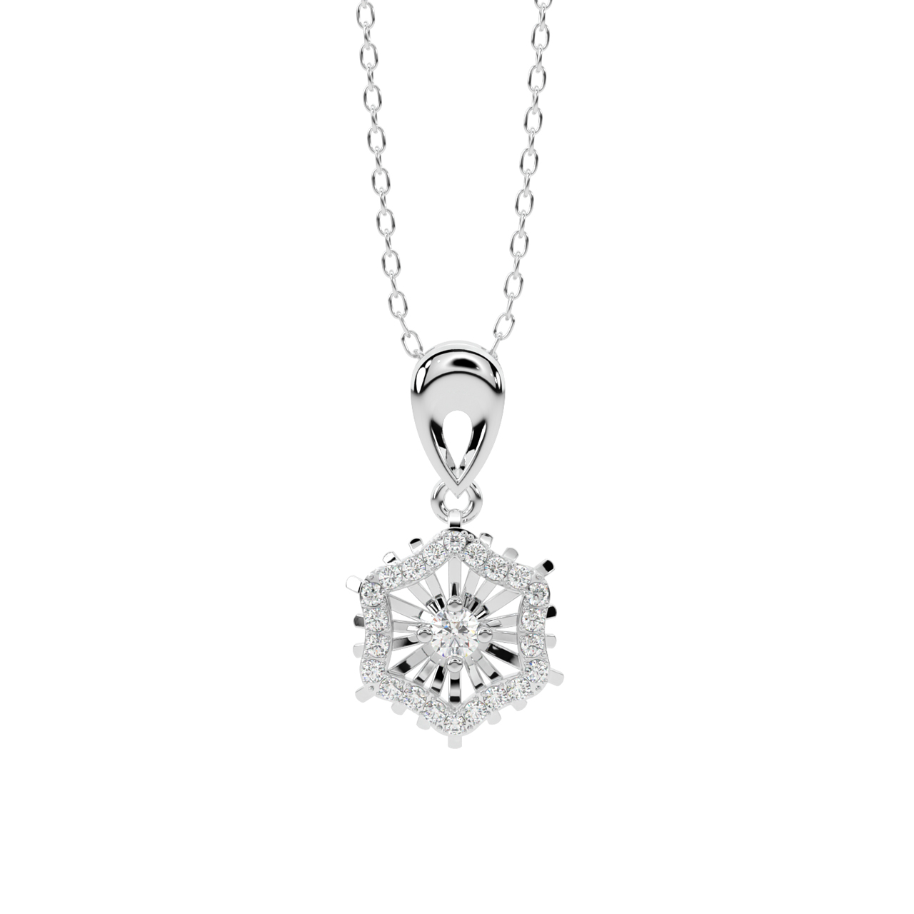 Hexagon Snowflake Pendant Diamond