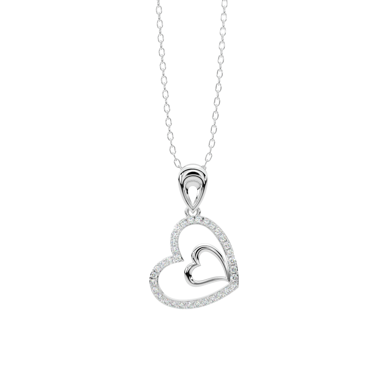 Gold Love Heart Diamond Pendant