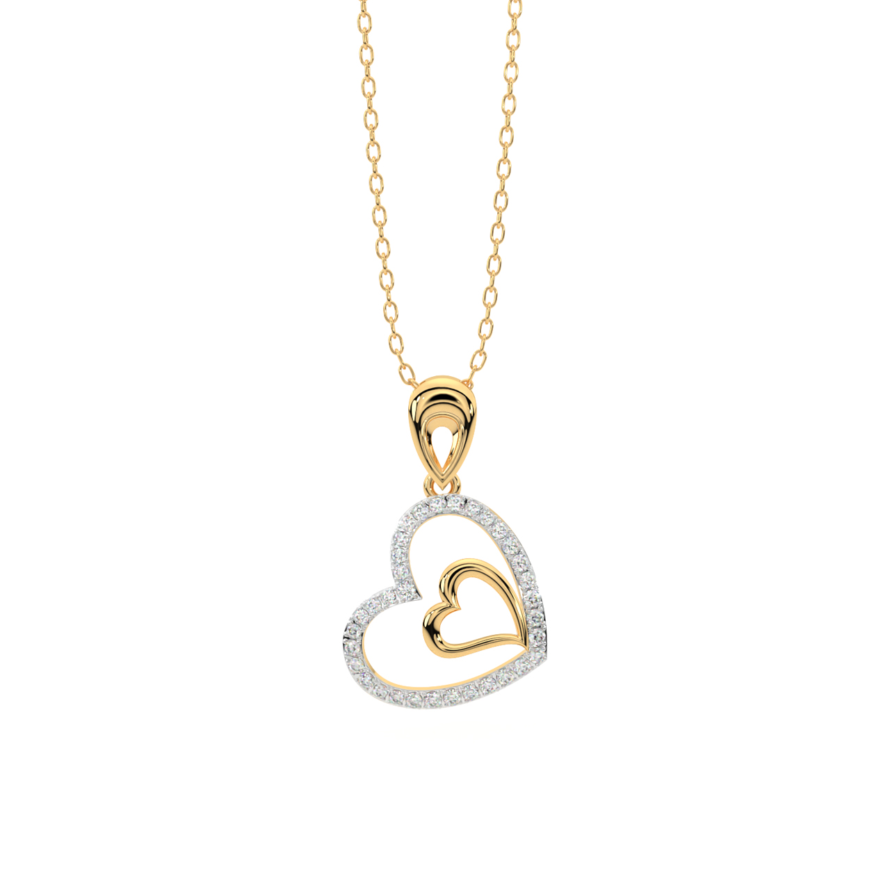 1/20 Carat T.W. Diamond Heart-Shape 10kt Yellow Gold Necklace - Walmart.com