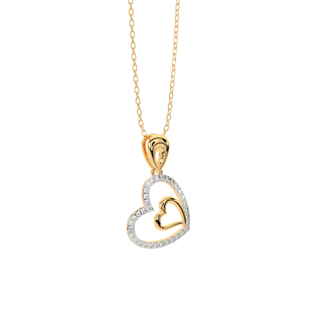 Gold Love Heart Diamond Pendant