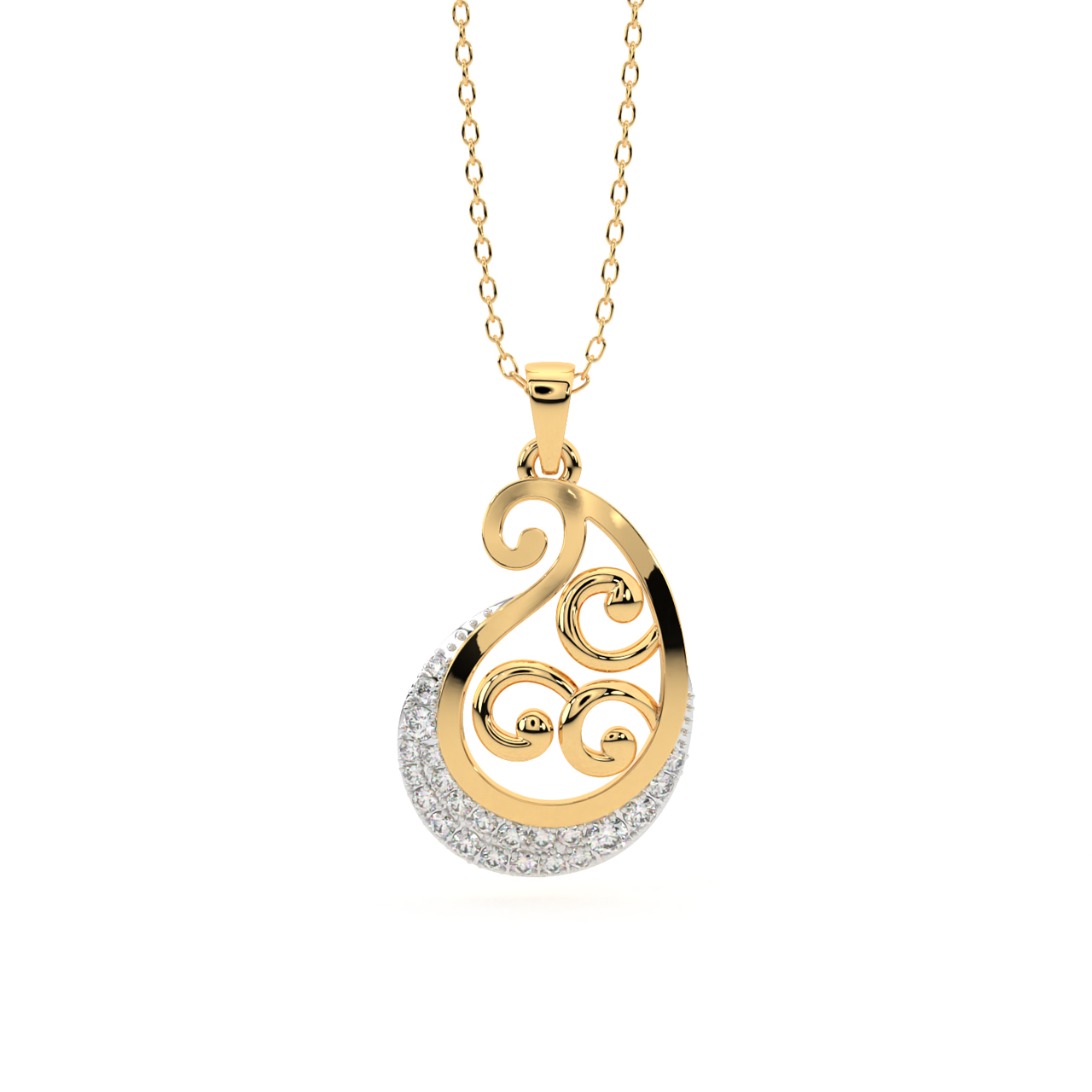 Paisley Pattern Diamond Pendant