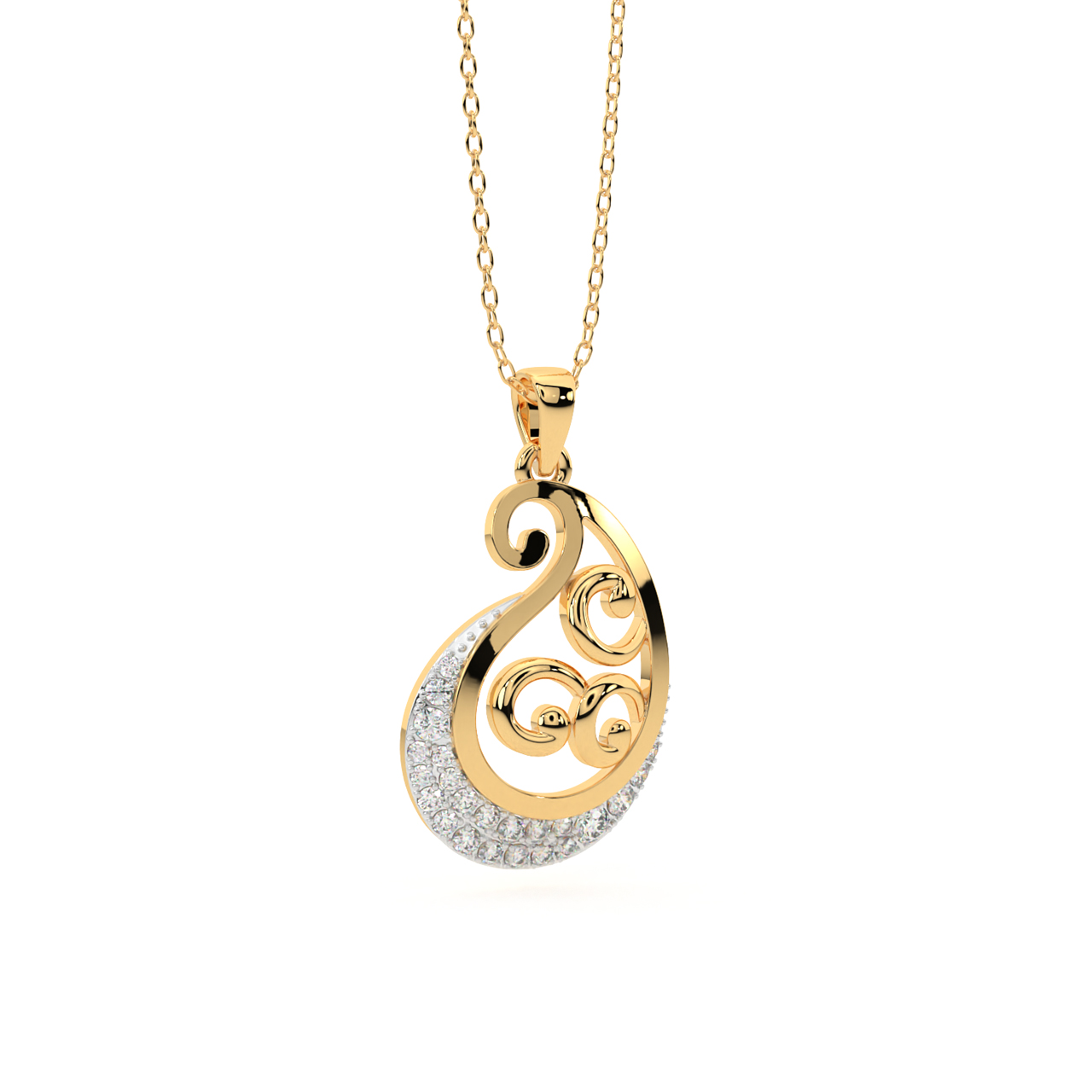 Paisley Pattern Diamond Pendant