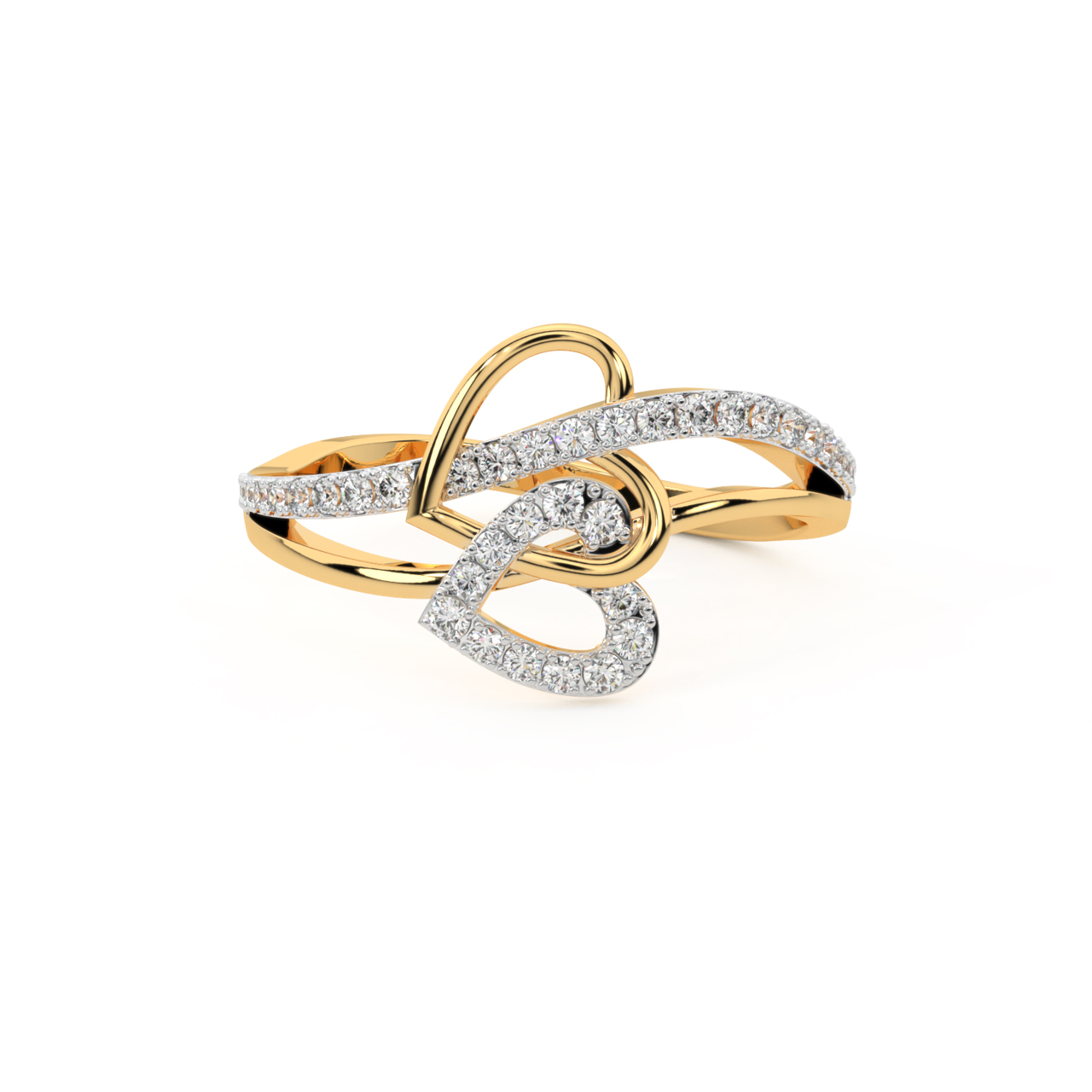 Linked Heart Diamond Ring