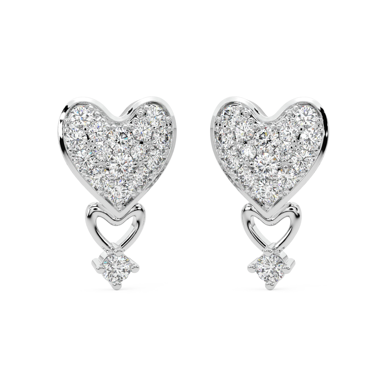 Loving Heart Drop Stud Earrings