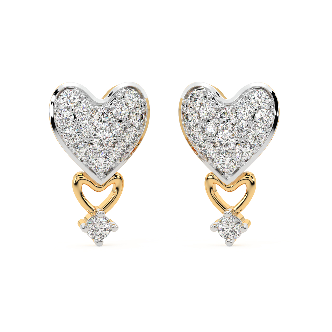 Loving Heart Drop Stud Earrings