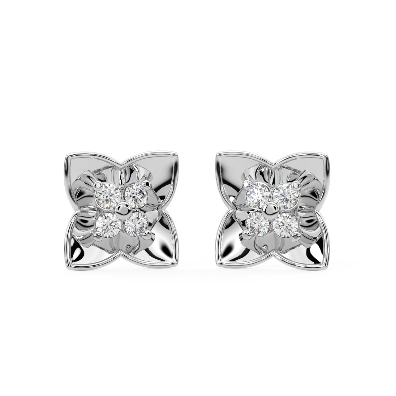 Bright Flower Diamond Stud Earrings