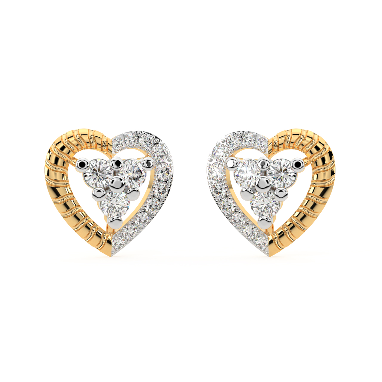 Heart Design Diamond Stud Earrings