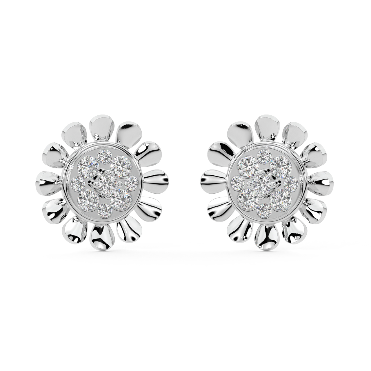 Shinning Flower Diamond Earrings