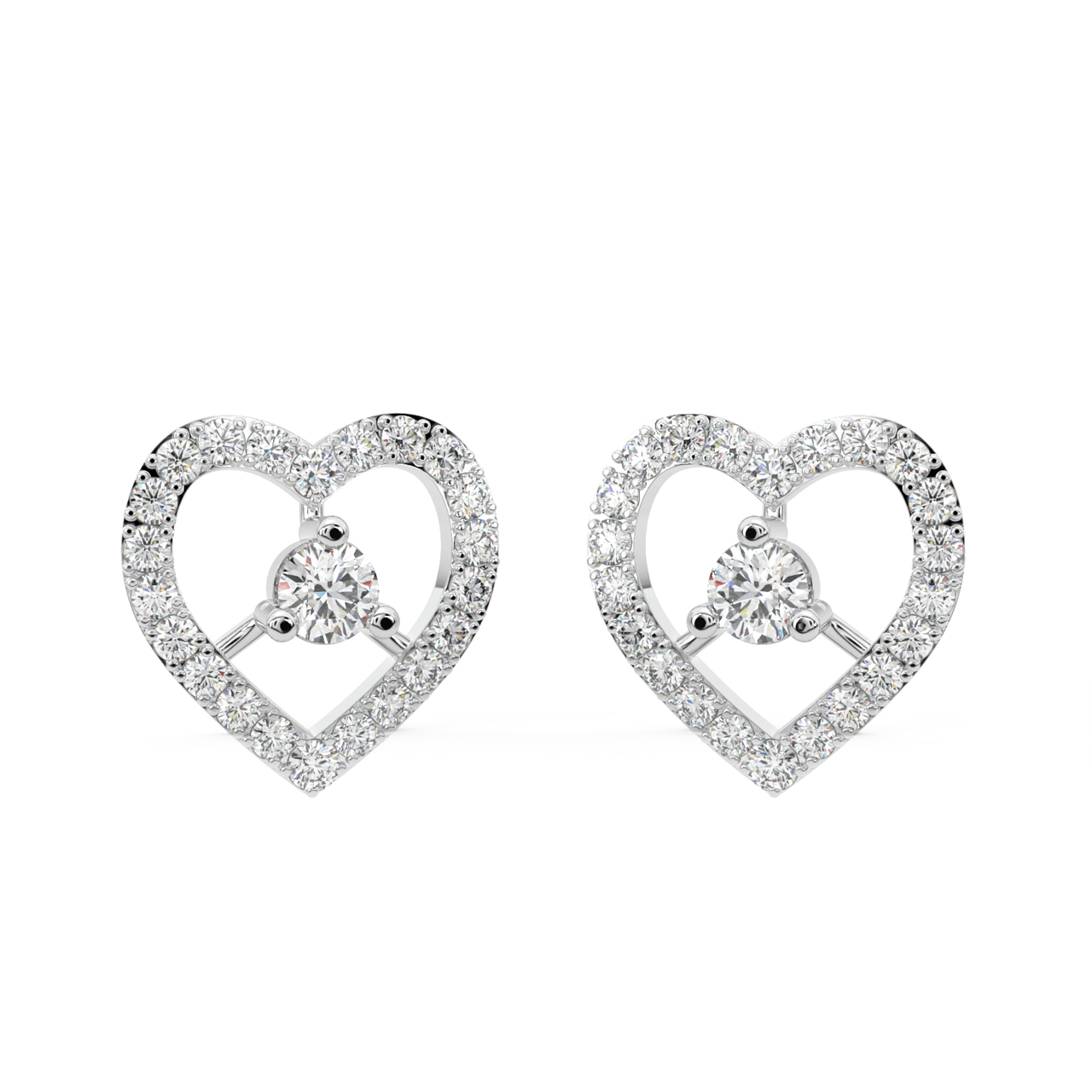 Heart Shape Diamond Stud Earrings