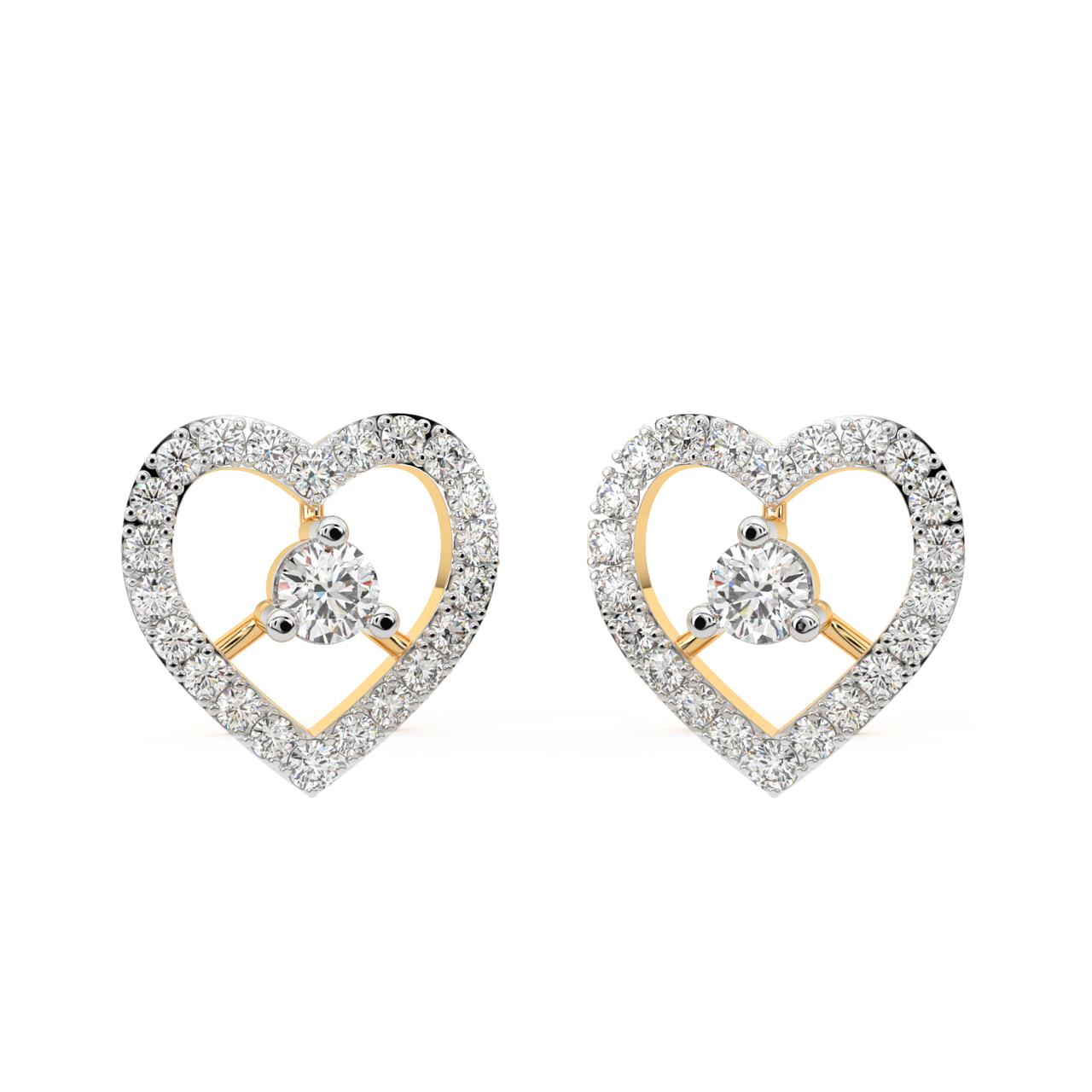 Heart Shape Diamond Stud Earrings