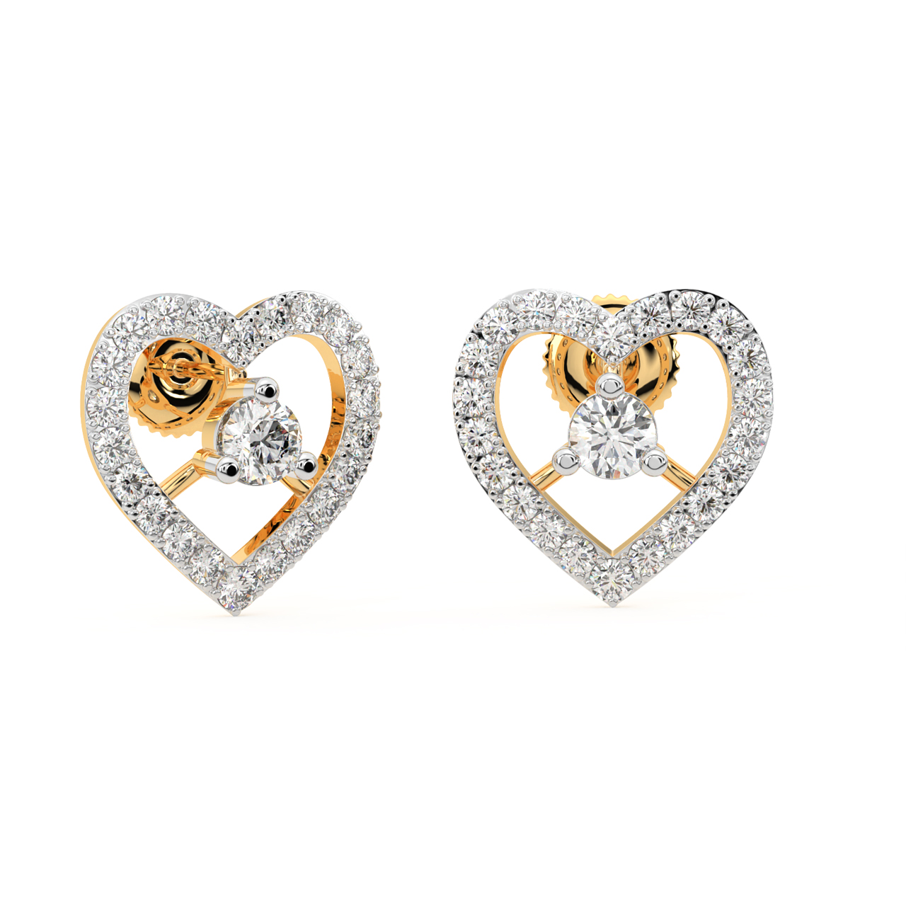 Heart Shape Diamond Stud Earrings