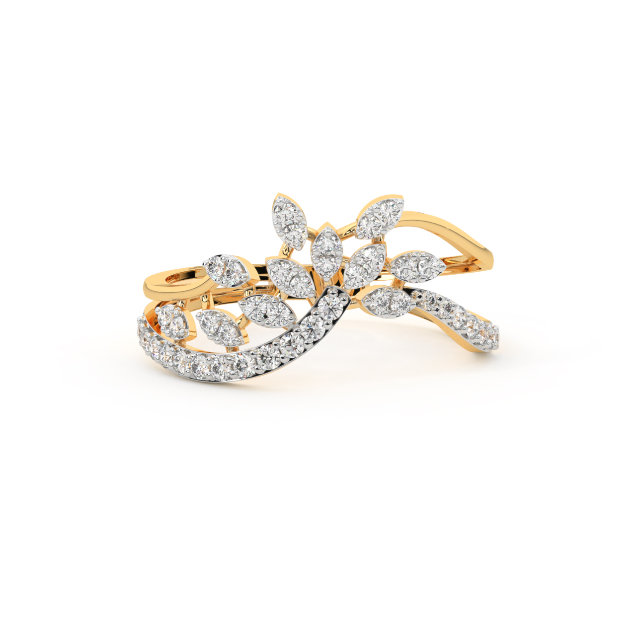 Maple Leaves Diamond Engagement Ring