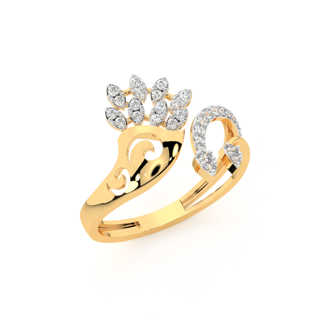 Wing-o-Spring Gold Engagement Ring