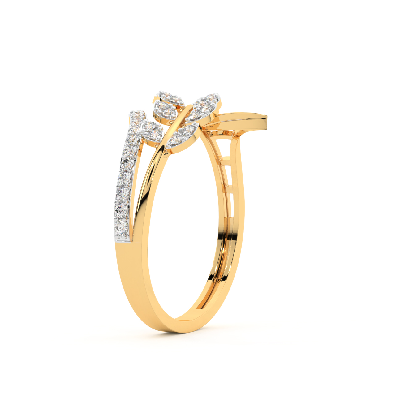 Shiny Leafy Diamond Ring