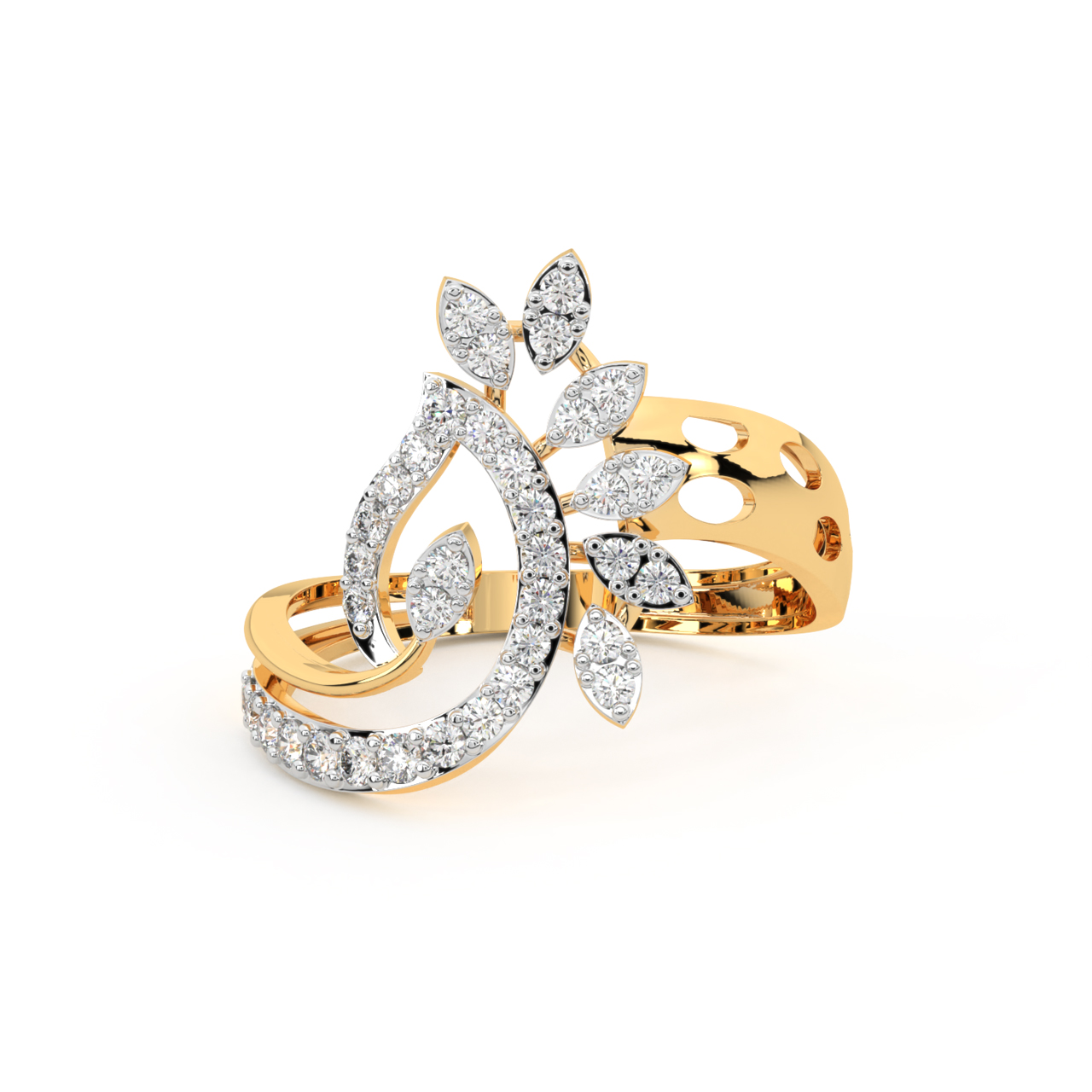 Leaf Pattern Diamond Ring