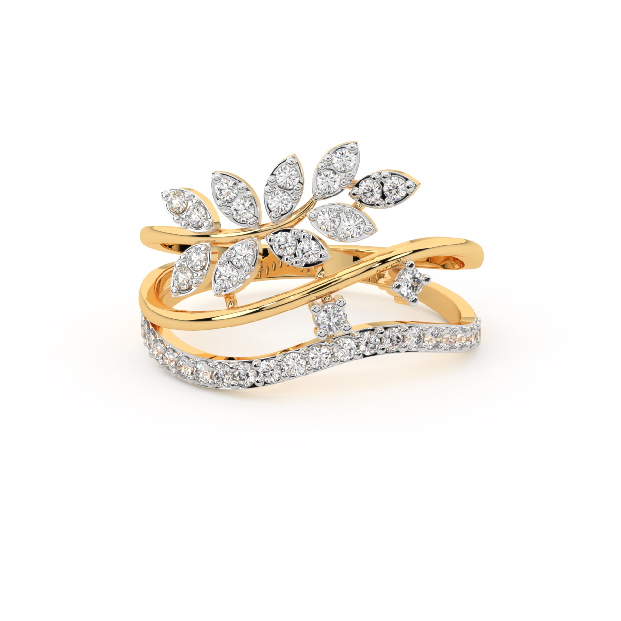 Modern Foliage Diamond Ring