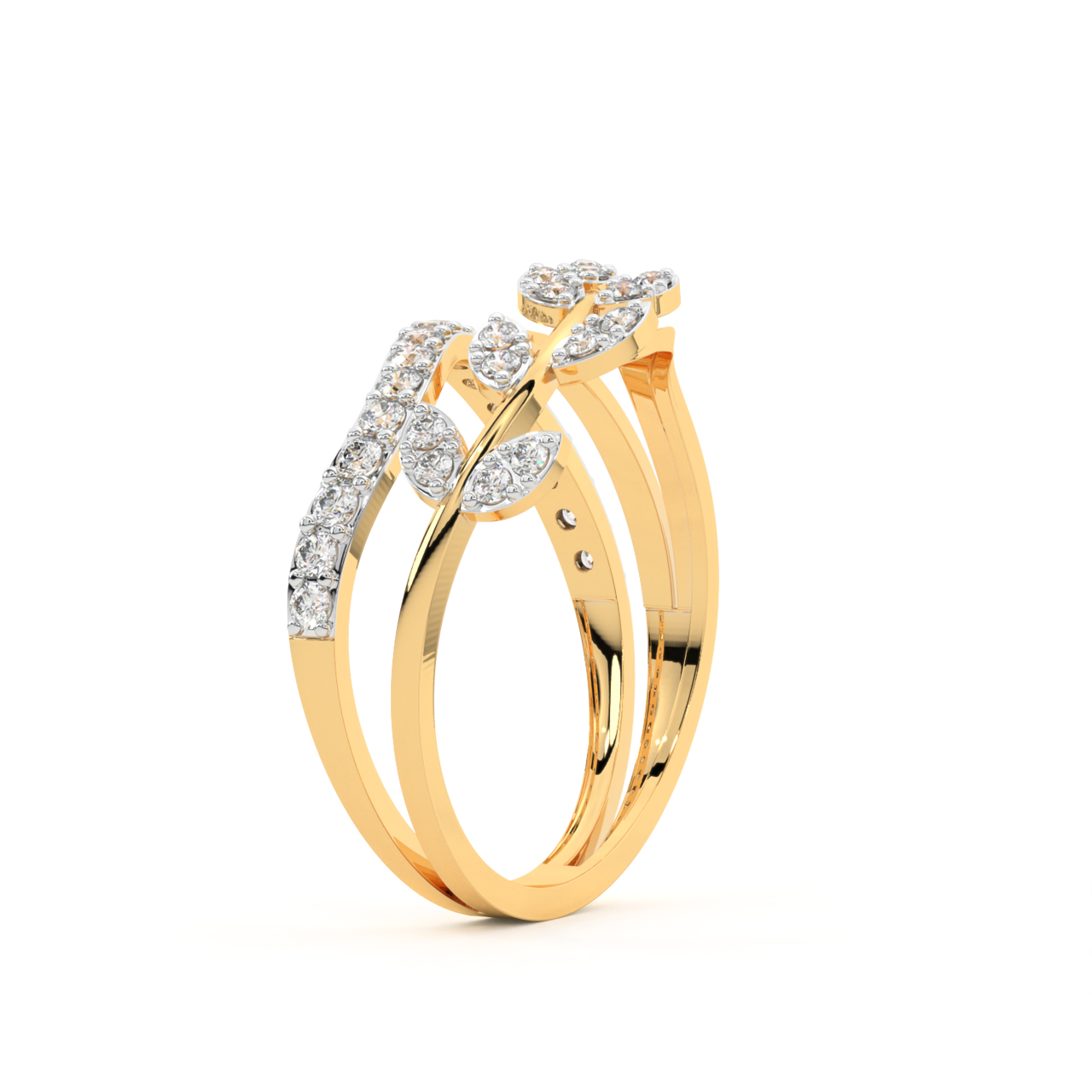 Gold Leafy Diamond Engagement Ring