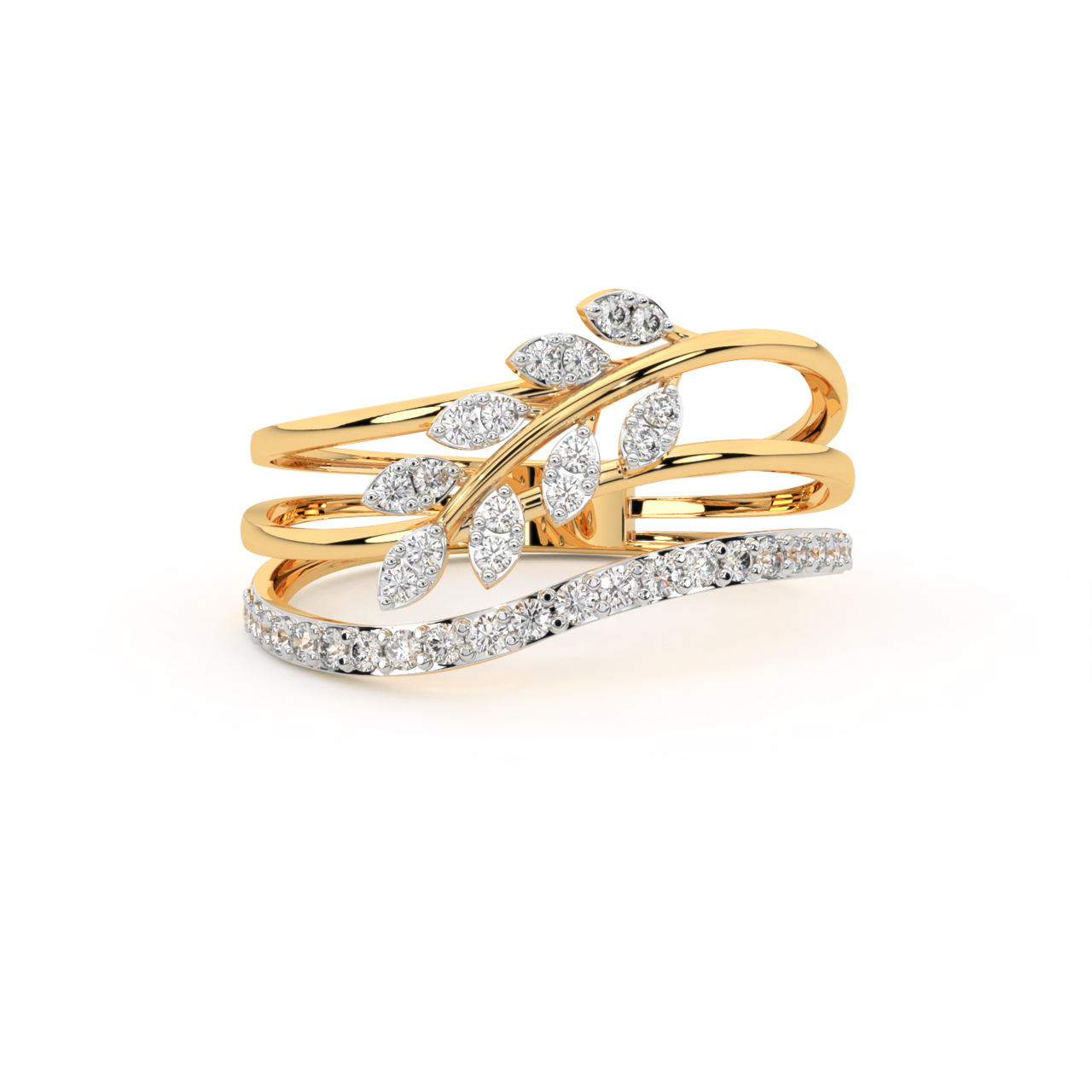 Dazzling Leave Diamond Engagement Ring