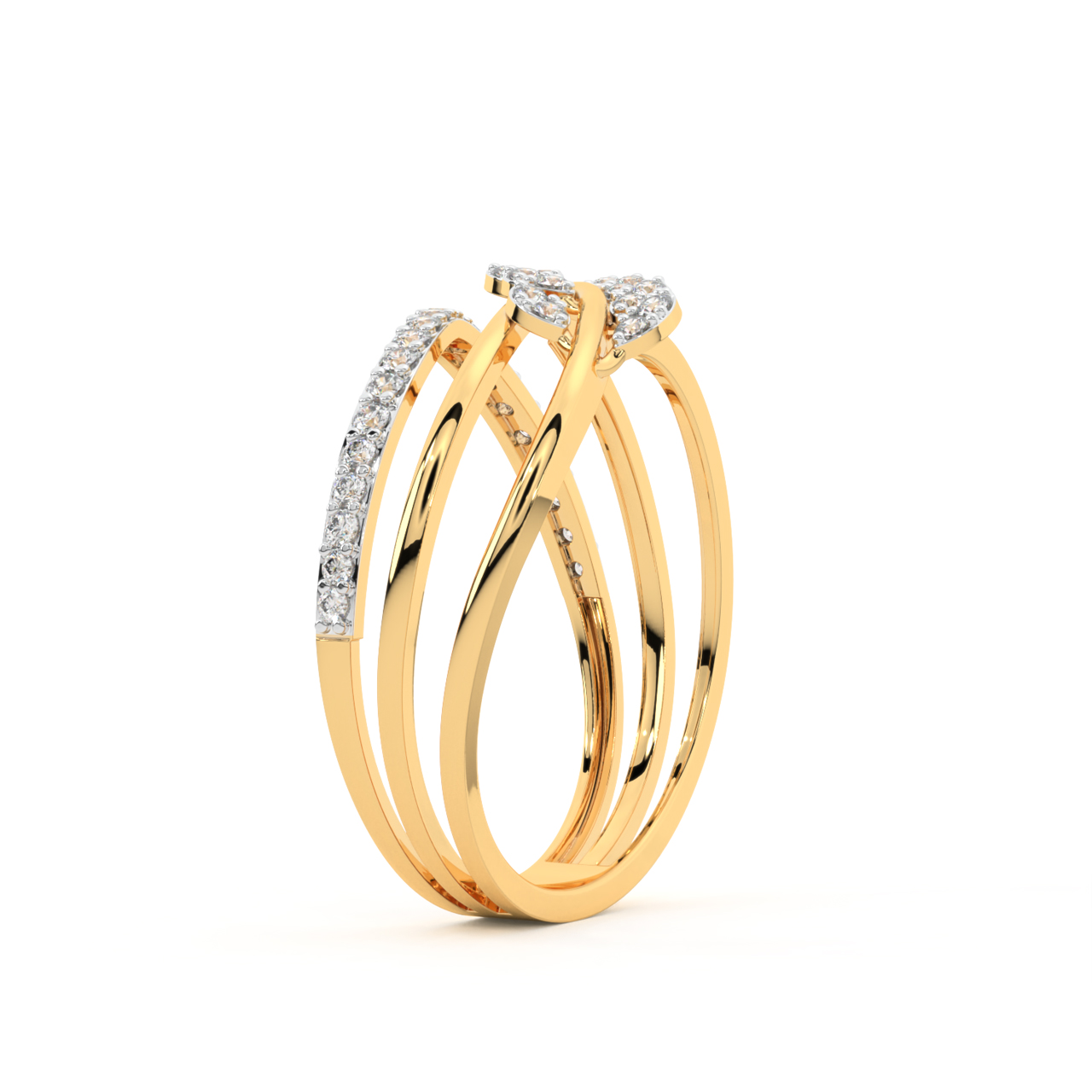 Dazzling Leave Diamond Engagement Ring