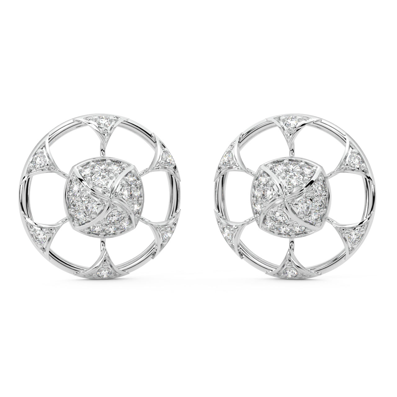 Nari Round Diamond Stud Earrings