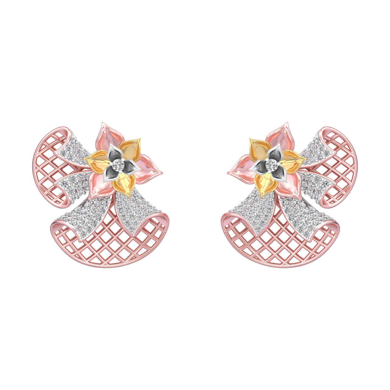 Jiyoni Round Diamond Stud Earrings