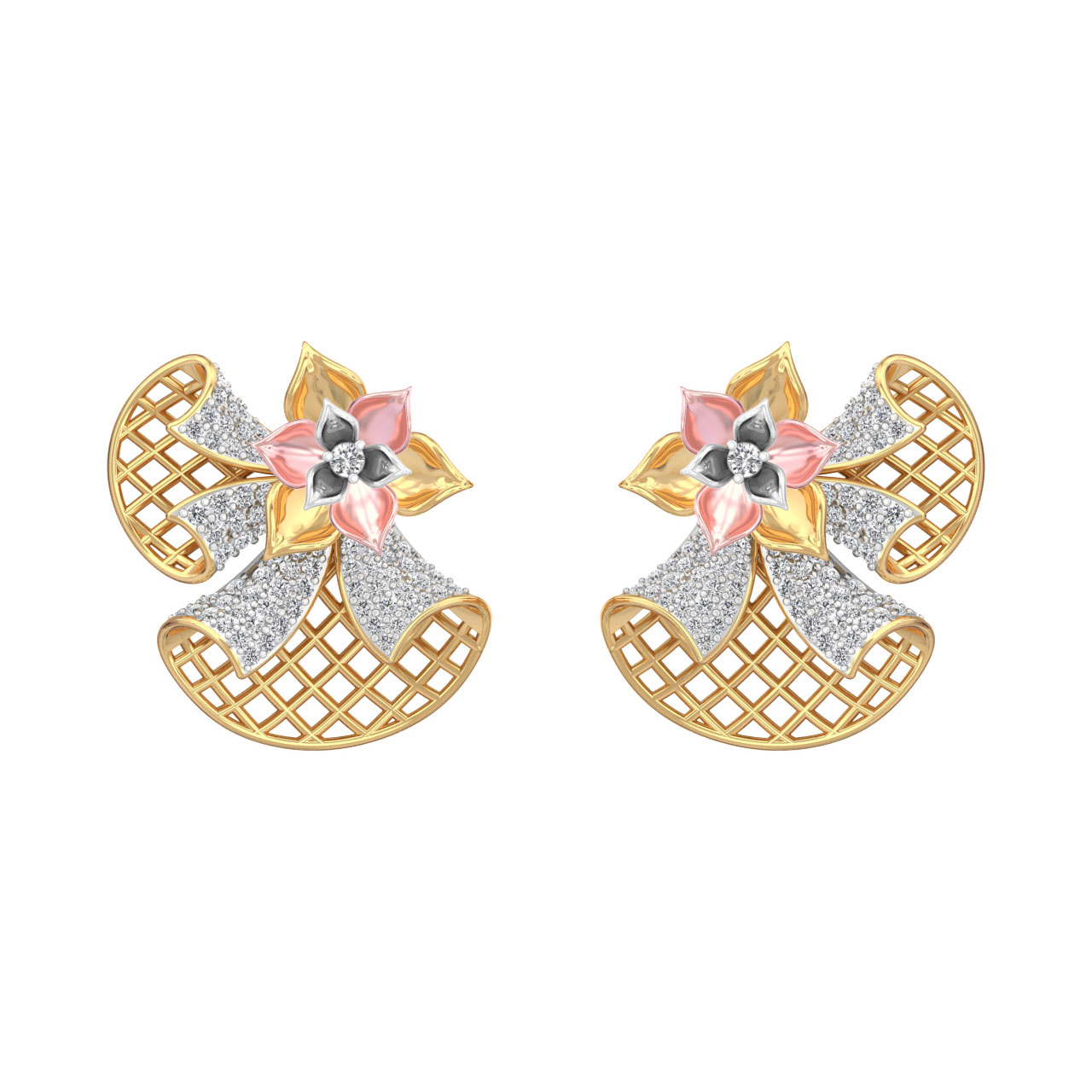 Jiyoni Round Diamond Stud Earrings