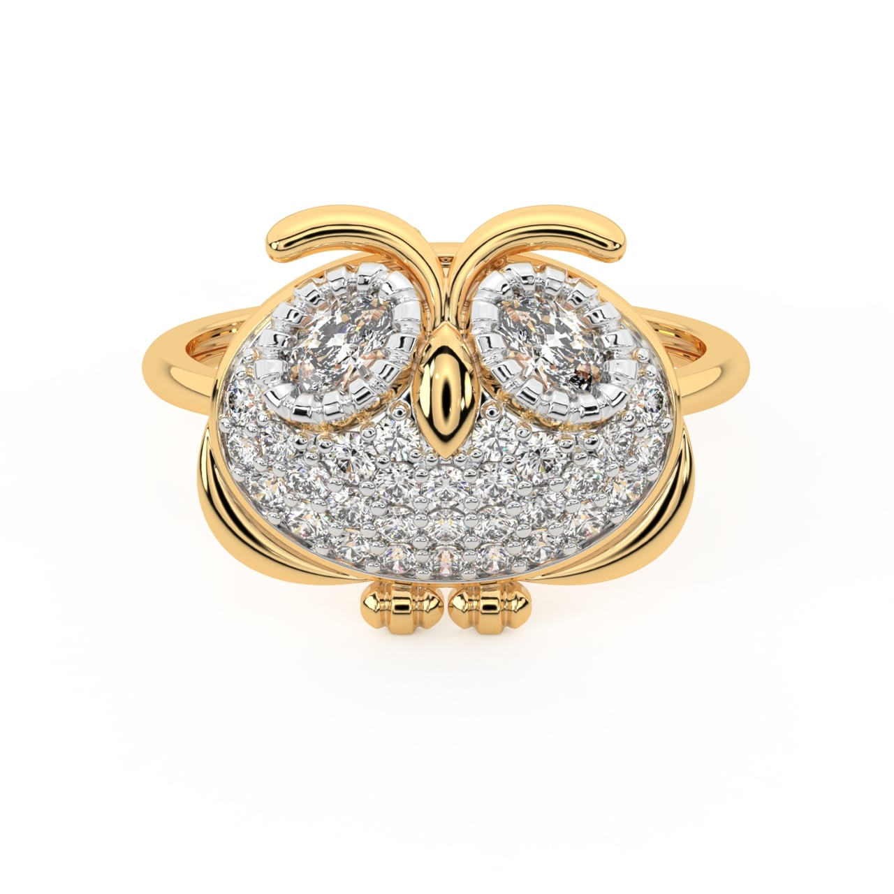 Owl Round Diamond Engagement Ring