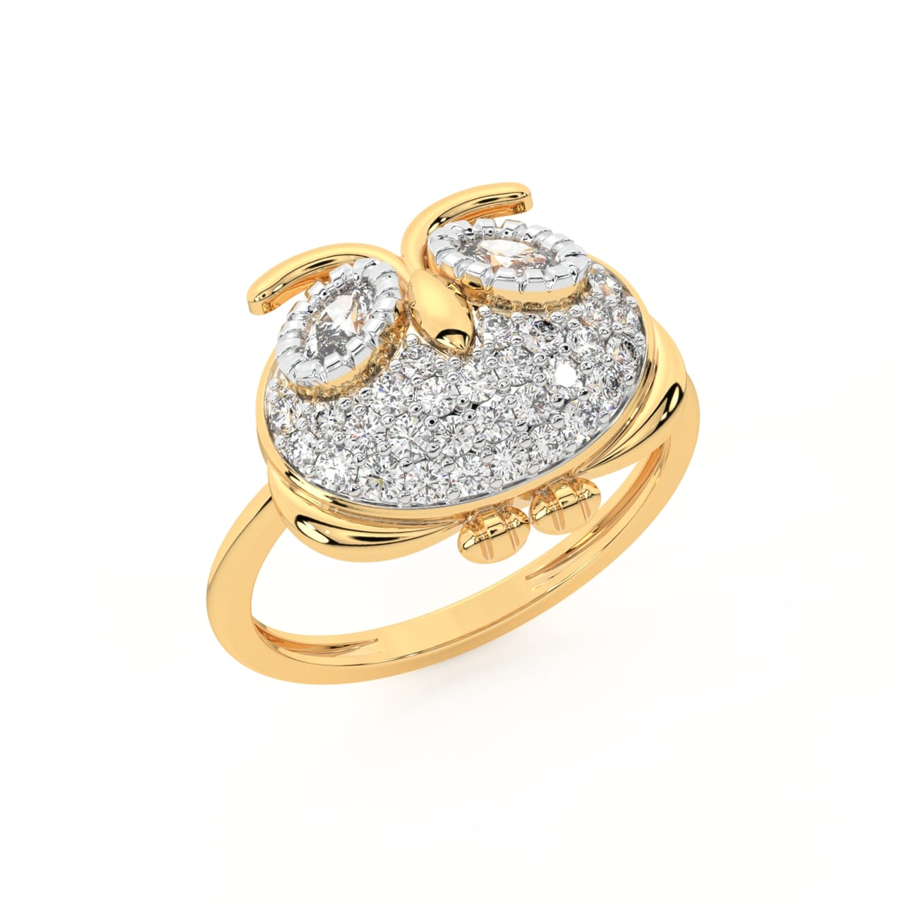 Owl Round Diamond Engagement Ring