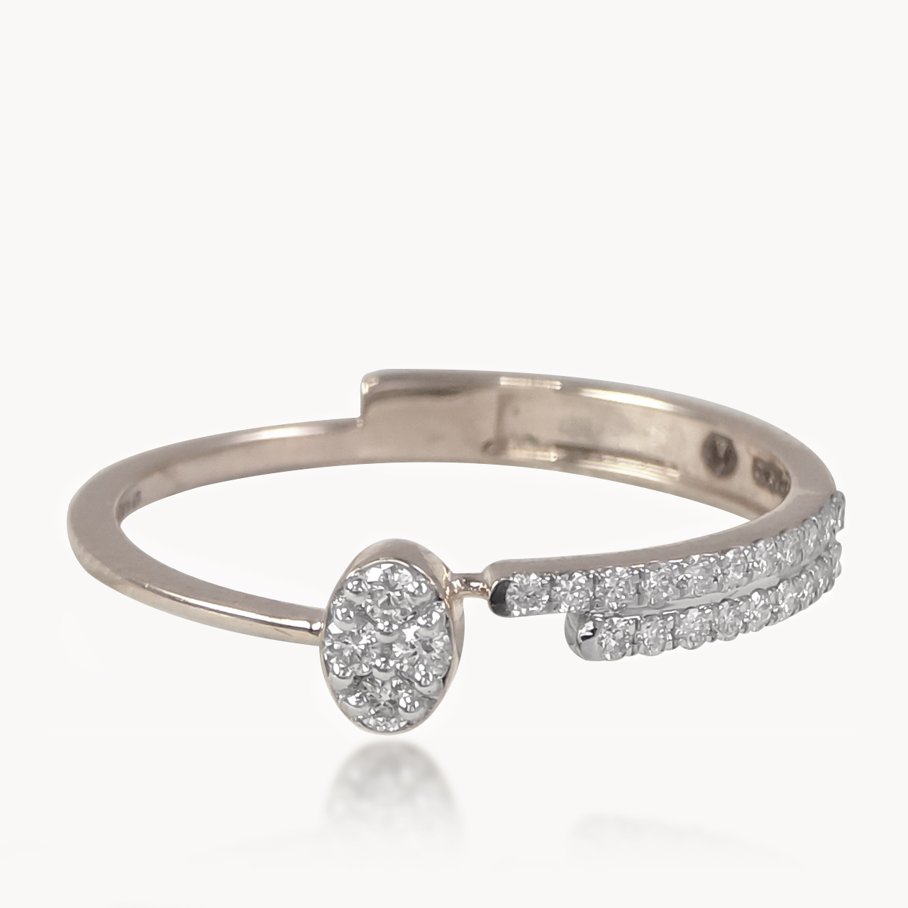Oval Split Shank Diamond Ring