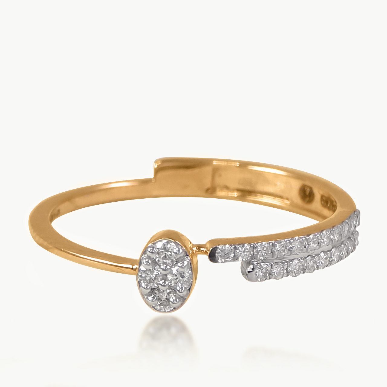 Oval Split Shank Diamond Ring