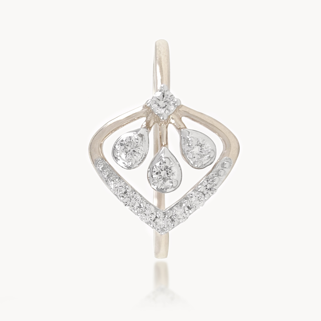 Modern Frame Triple Diamond Ring