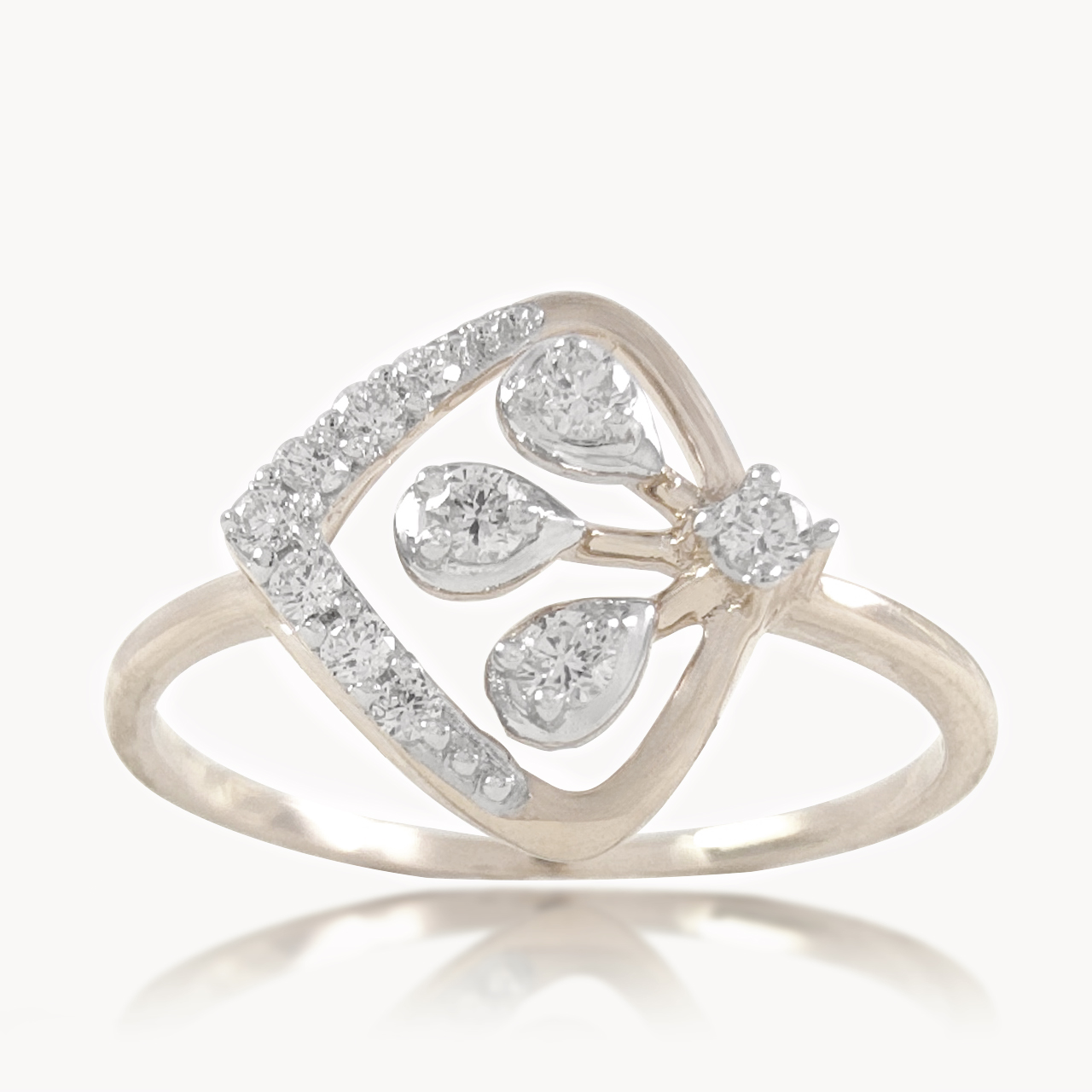 Modern Frame Triple Diamond Ring