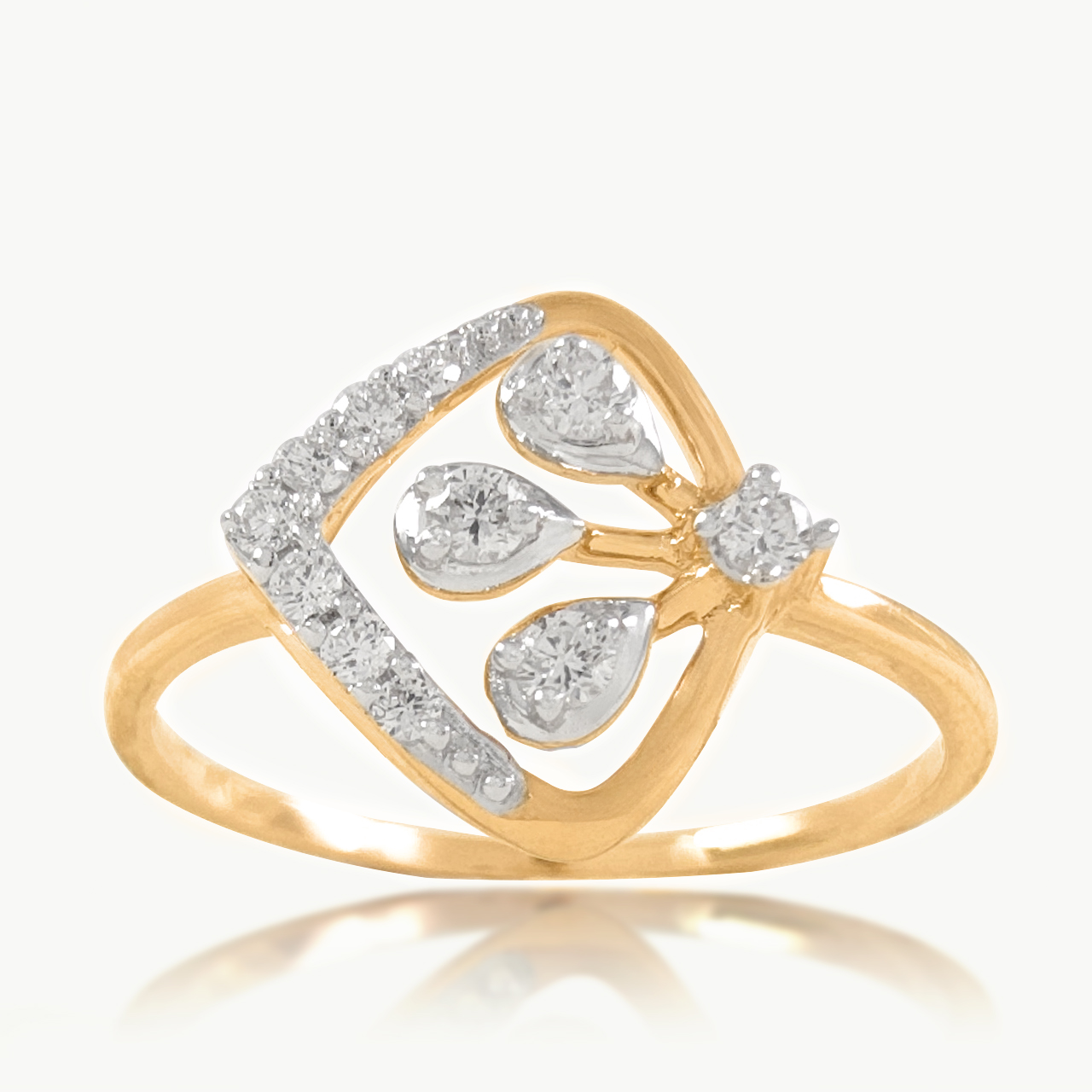 Modern Frame Triple Diamond Ring
