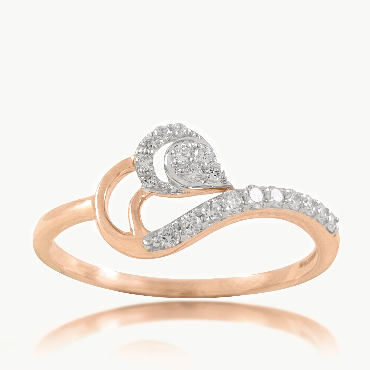 Minimal Heart Diamond Promise Ring