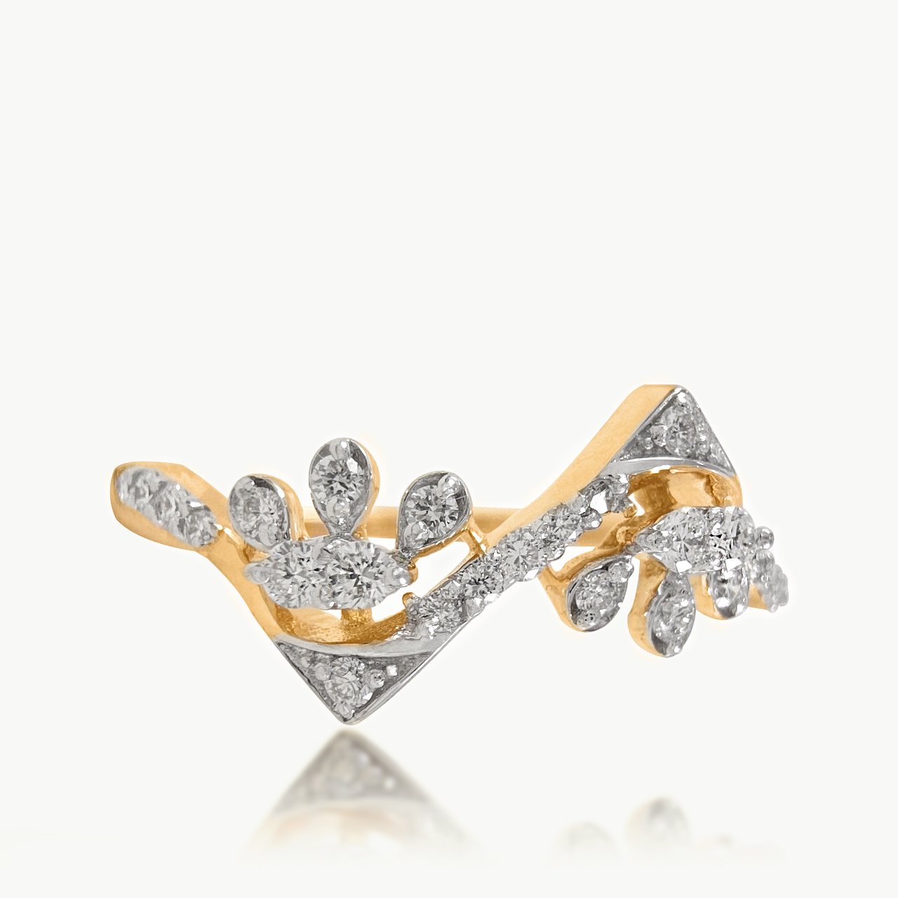 Symmetric Vine Diamond Ring