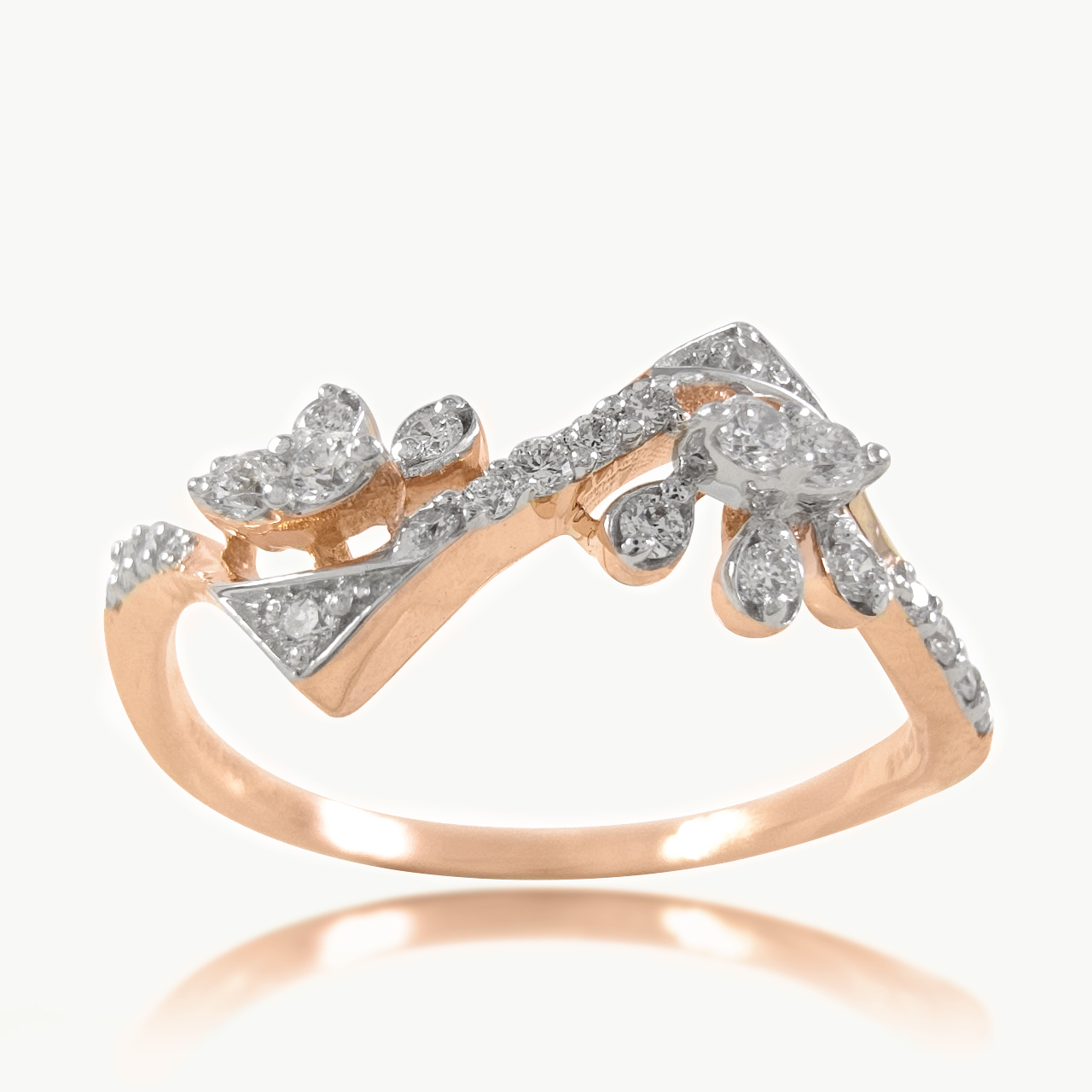 Symmetric Vine Diamond Ring