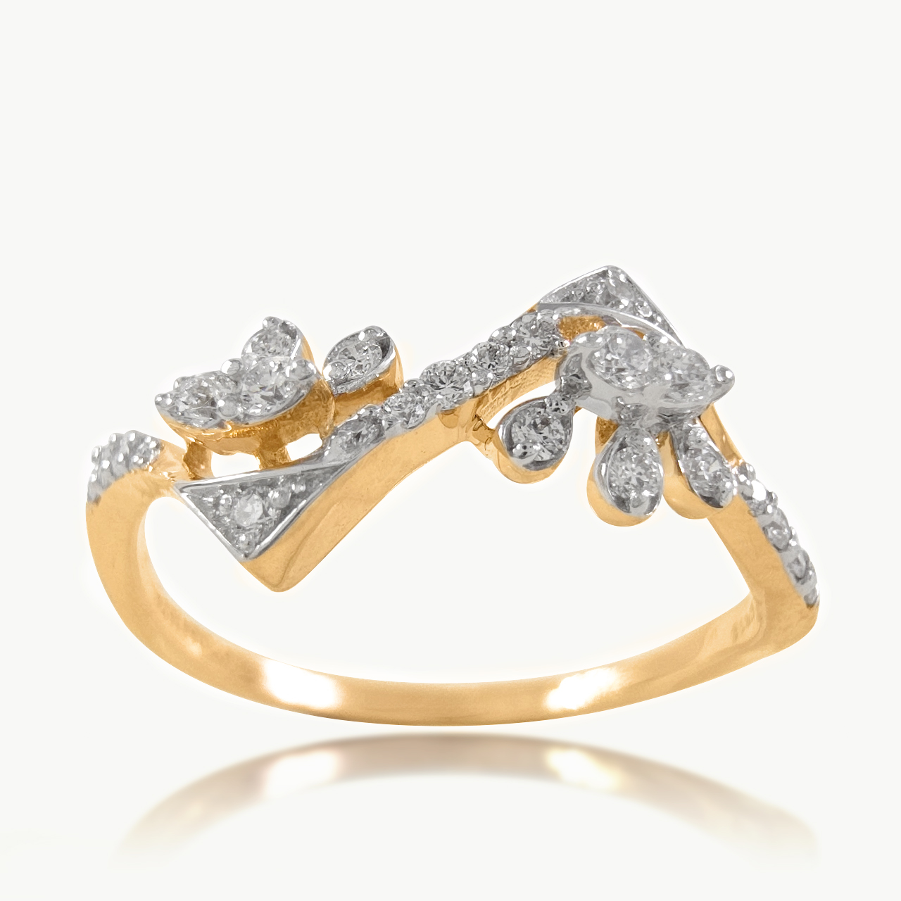 Symmetric Vine Diamond Ring