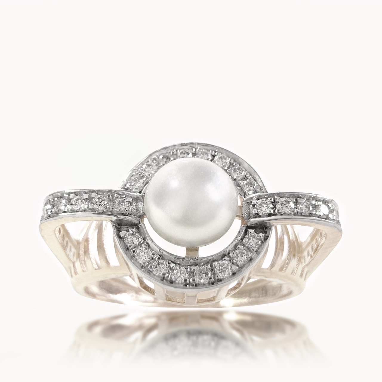 Lunar Pearl Diamond Ring