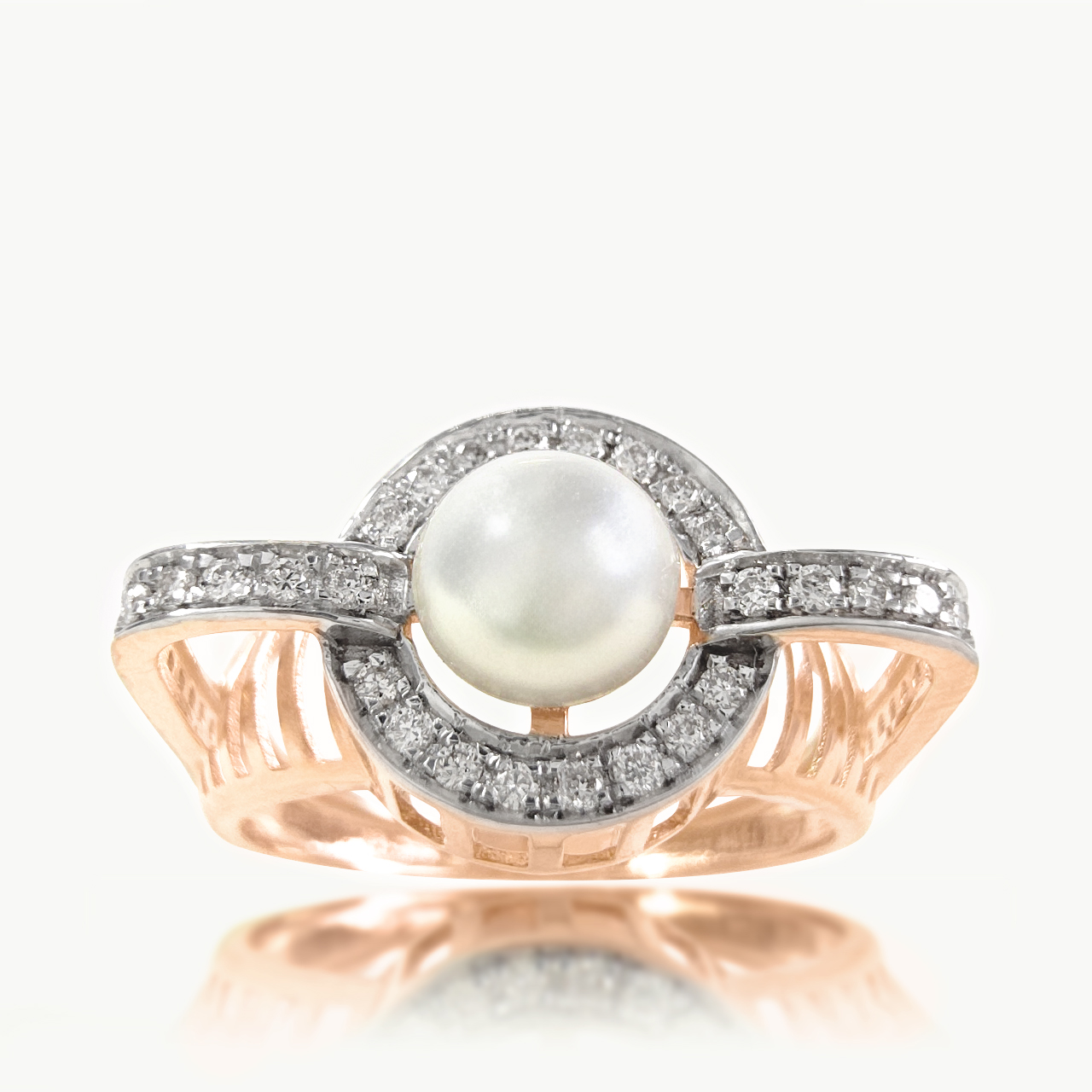 Lunar Pearl Diamond Ring