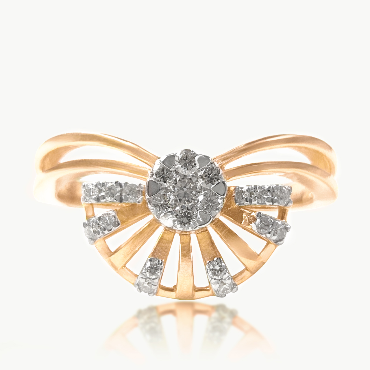 Half Moon Flower Diamond Ring