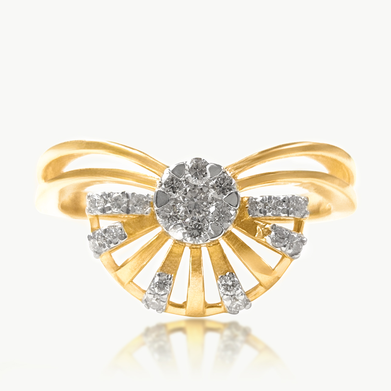 Half Moon Flower Diamond Ring