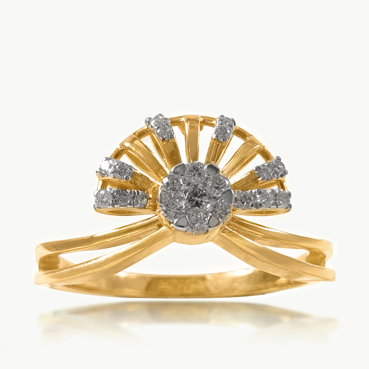 Half Moon Flower Diamond Ring